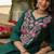 Stylish dark green viscose rayon embroidered kurta set with dupatta & pant