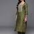 Stylish olive green viscose  embroidered kurta set with dupatta & pant