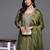 Stylish olive green viscose  embroidered kurta set with dupatta & pant