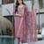 Women's pink chanderi straight kurta set with dupatta & pant