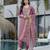 Women's pink chanderi straight kurta set with dupatta & pant