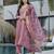 Women's pink chanderi straight kurta set with dupatta & pant
