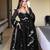 Elegant stylish black georgette embroidered anarkali style kurta set with dupatta & pant