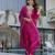 Elegant pink chanderi cotton embroidered straight kurta set with printed dupatta & pant
