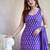 Women's purple rayon printed straight kurti set with dupatta & palazzo