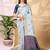 Skyblue color weaving jacquard traditional saree with blouse piece
