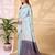Skyblue color weaving jacquard traditional saree with blouse piece