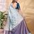 Skyblue color weaving jacquard traditional saree with blouse piece
