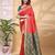 Red and green color weaving jacquard traditional saree with blouse piece