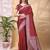 Maroon color weaving jacquard traditional saree with blouse piece