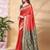 Red and green color weaving jacquard traditional saree with blouse piece