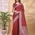 Maroon color weaving jacquard traditional saree with blouse piece