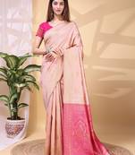 Babypink color weaving jacquard traditional saree with blouse piece