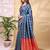 Blue color weaving jacquard traditional saree with blouse piece