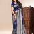 Blue color weaving jacquard traditional saree with blouse piece