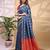 Blue color weaving jacquard traditional saree with blouse piece