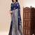 Blue color weaving jacquard traditional saree with blouse piece