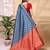 Blue color weaving jacquard traditional saree with blouse piece