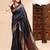 Black color weaving jacquard traditional saree with blouse piece