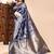 Blue color weaving jacquard traditional saree with blouse piece
