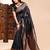 Black color weaving jacquard traditional saree with blouse piece
