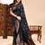 Black color weaving jacquard traditional saree with blouse piece