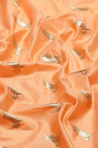 Banarasi silk blend saree in orange colour with meenakari work