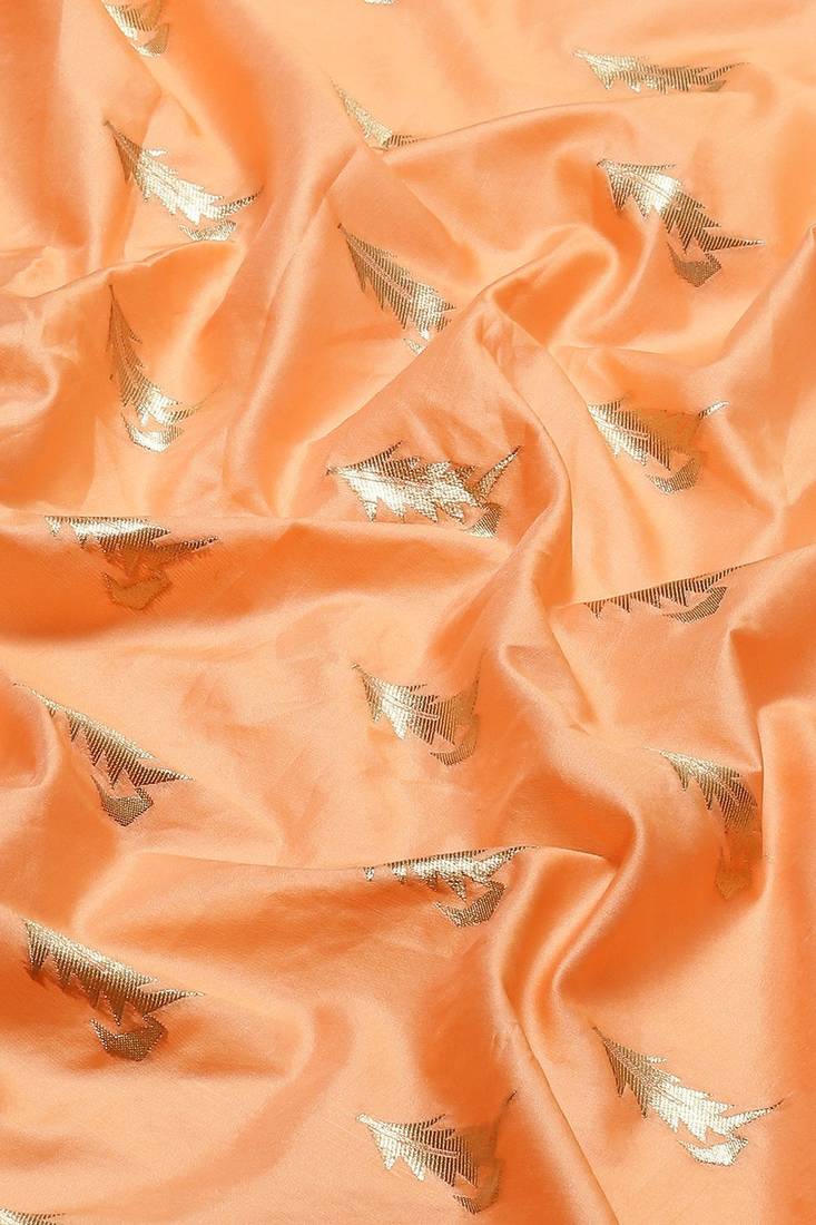 Banarasi silk blend saree in orange colour with meenakari work