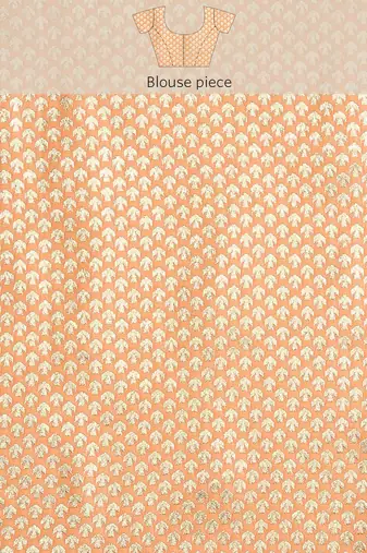 Banarasi silk blend saree in orange colour with meenakari work