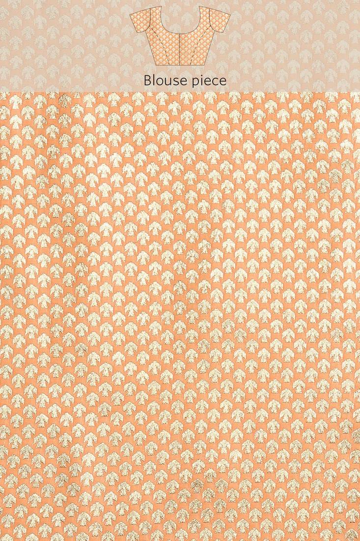 Banarasi silk blend saree in orange colour with meenakari work