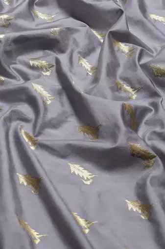 Banarasi silk blend saree in grey colour with meenakari work