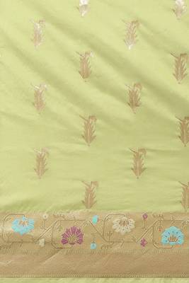 Banarasi silk blend saree in pista green colour with meenakari work 4