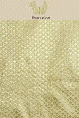 Banarasi silk blend saree in pista green colour with meenakari work 5