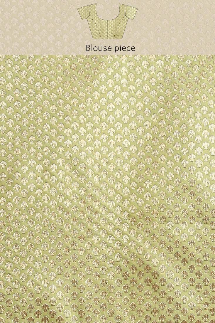 Banarasi silk blend saree in pista green colour with meenakari work