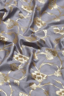Banarasi silk blend saree in grey colour with meenakari work 3