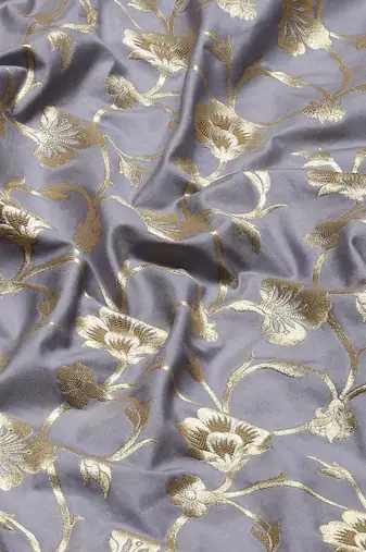 Banarasi silk blend saree in grey colour with meenakari work