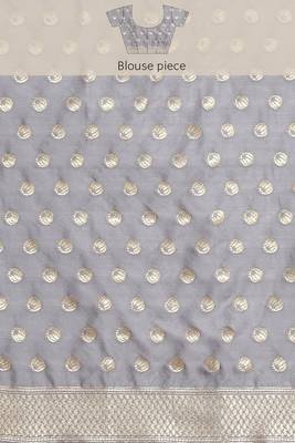 Banarasi silk blend saree in grey colour with meenakari work 5
