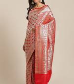 Banarasi silk blend saree in red colour with full brocade zari & meenakari work