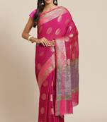 Banarasi silk blend saree in rani pink colour with  zari boota work