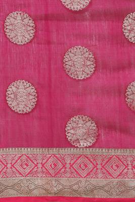 Banarasi silk blend saree in rani pink colour with  zari boota work 4