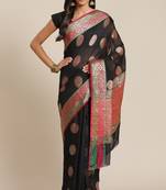 Banarasi silk blend saree in black colour with  zari boota work