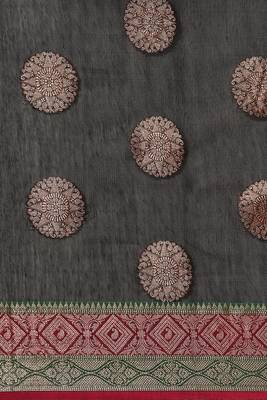 Banarasi silk blend saree in black colour with  zari boota work 3