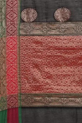 Banarasi silk blend saree in black colour with  zari boota work