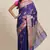 Banarasi silk blend saree in navy blue colour with  zari boota work