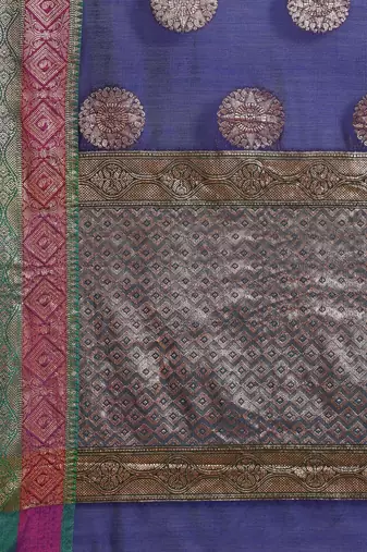 Banarasi silk blend saree in navy blue colour with  zari boota work