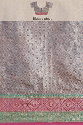 Banarasi silk blend saree in navy blue colour with  zari boota work 5