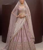 Alluring Mauve Hand Embroidery Silk Lehenga Choli With Double Dupatta