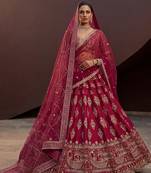 Classy Pink Sequins Silk Bridal Lehenga Choli With Double Dupatta