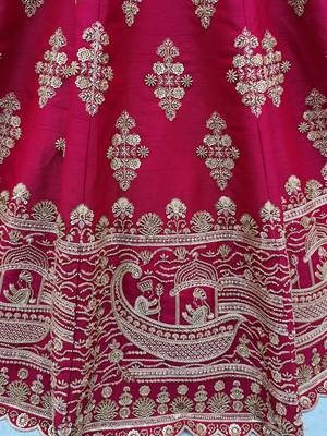 Classy Pink Sequins Silk Bridal Lehenga Choli With Double Dupatta 9