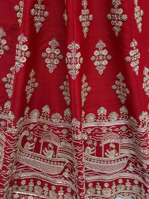 Royal Red Heavy Embroidered Silk Bridal Lehenga Choli With Double Dupatta 8